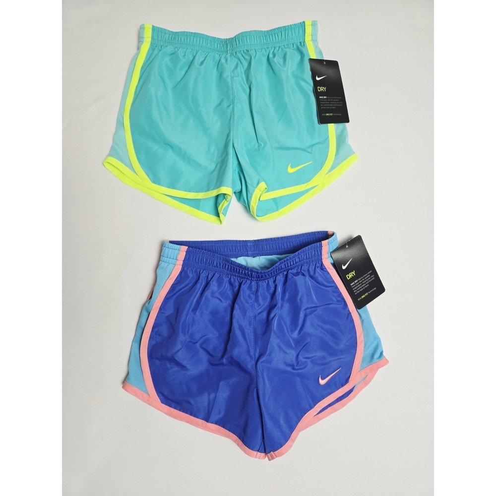 Nike Dri Fit girls short lot of 2 NWT sz 6 Comet Blue Hyper Jade active